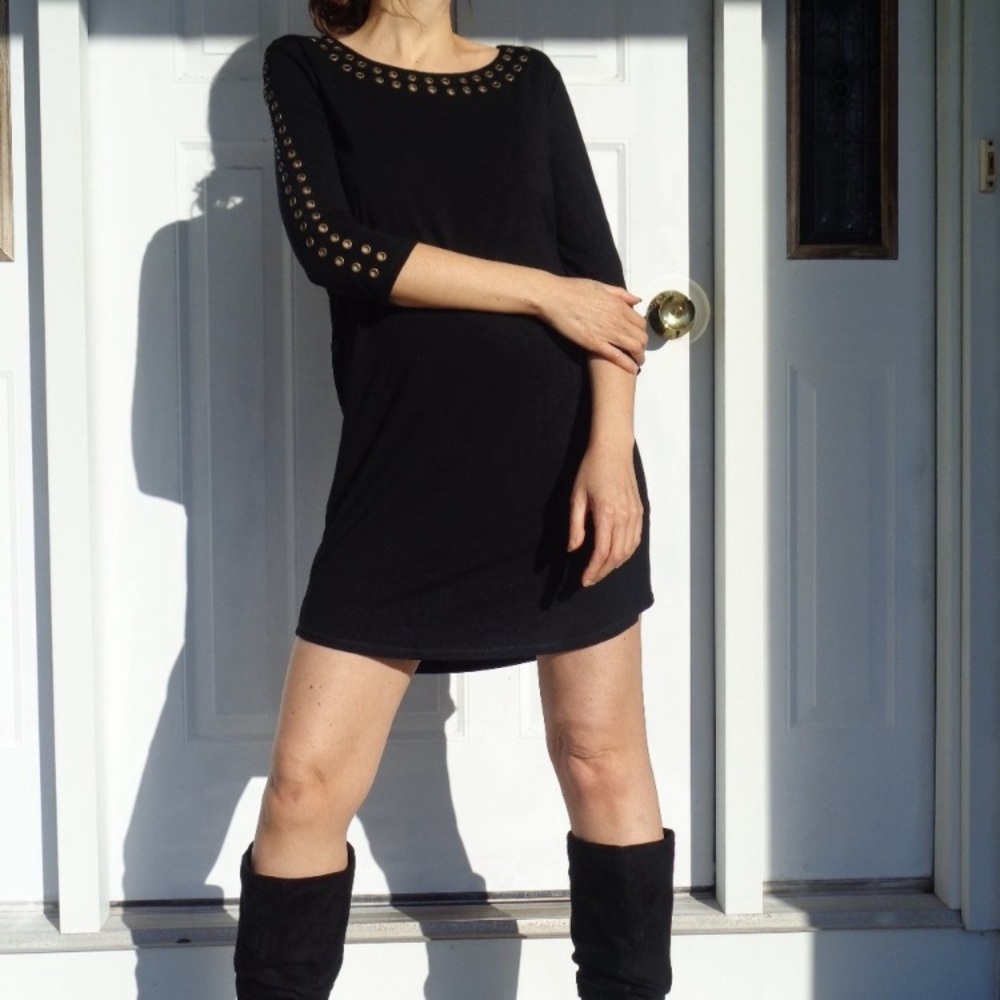 RACHEL Rachel Roy dress black with metal accents pullover party size S - Picture 4 of 14
